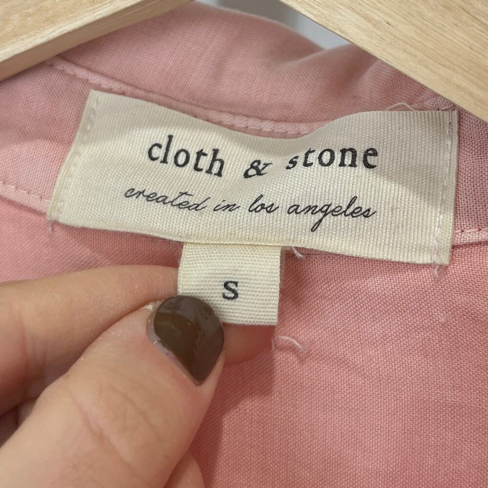 CLOTH & STONE Shirttail Button Down Shirt Long Sleeve Tencel Pink Size S - Picture 3 of 9